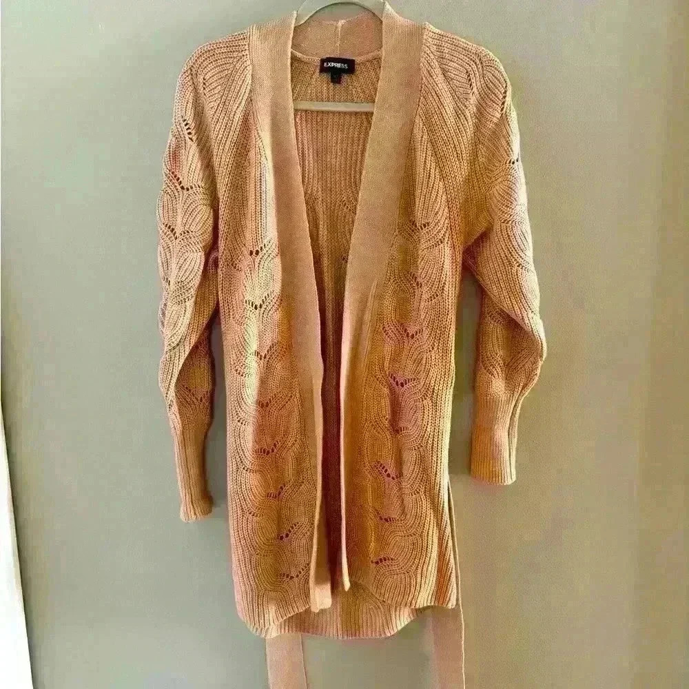 EUC  XS Express Women’s Long Cardigan Tie Sweater.